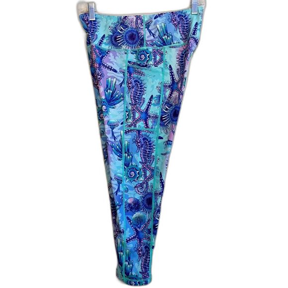 Constantly Varied Gear CVG Cropped Leggings Coral Reef Print Seahorse Starfish M - Picture 3 of 8